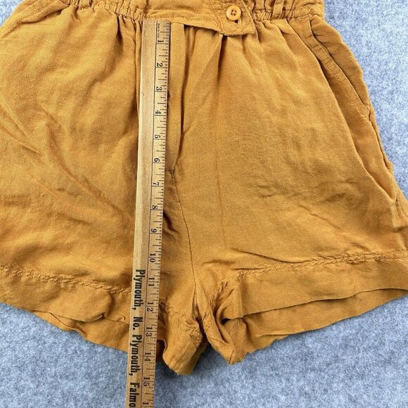 Anthropologie Maeve Luana Romper Women 0 Golden Linen Blend Boho Pockets NO BELT - Picture 13 of 16